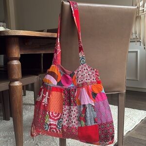 Handmade cloth mix pattern bag purse size m / l  NWOT